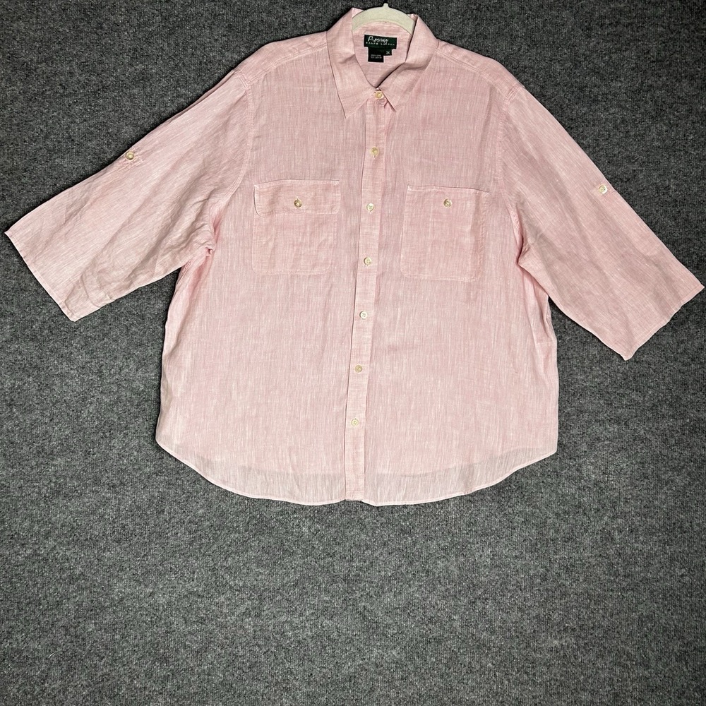 Lauren Ralph Lauren Linen Button Up Shirt Men Size‎ 3x Pink Beach Outdoors